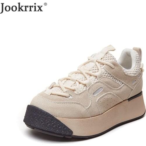 2021 Women Shoes Fashion Spring Lady Genuine Leather Casual Sneaker Running Sports Chunkry Trainer Retro Breathable Platform