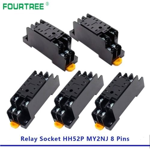5Pcs Power Relay Socket Base PTF08A PYF11A PYF14A 8/11/14Pins For MY2NJ MY3NJ MY4NJ Power Electromagnetic Relay Base Din Rail