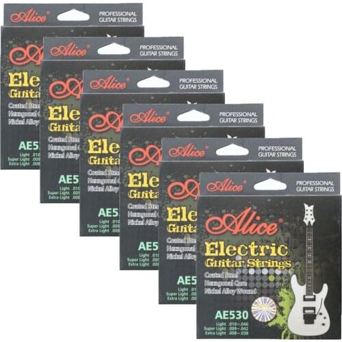 6Sets Alice Electric Guitar Strings Hexagonal Core Nickel Alloy Wound AE530-L 010