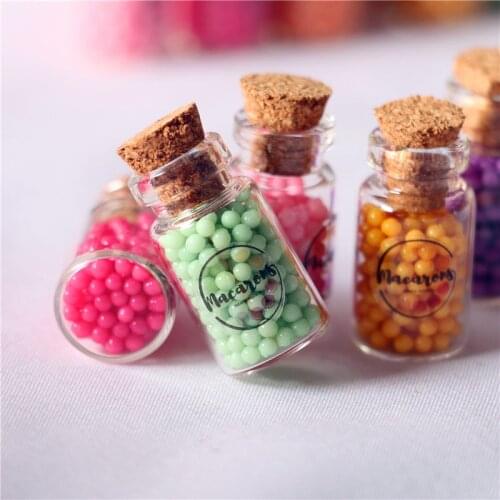8pcs Dollhouse 1/12 Cute Macaron Candy Jar Food For 1/6 Barbies blyth OB11 Doll Pretend Play Kitchen Decor Toys
