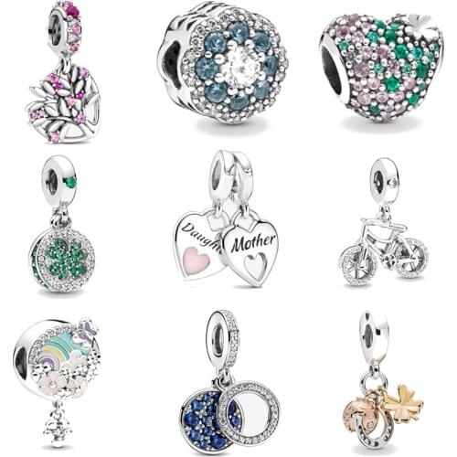 925 Sterling Silver Dumbo and Mrs. Jumbo clover butterfly flower DIY fine beads Fit Original Pandora Charm Bracelet Jewelry F039