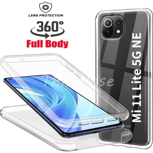 360 Full Body PC+Silicone Case for Xiaomi Mi 11 Lite M2101K9AG Mi 11 Pro Double Clear Cover Xiaomi Mi 11X Pro Mi 11 Ultra Coque
