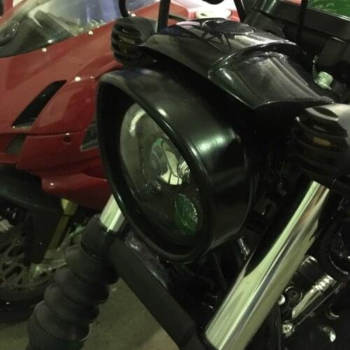 Black 5.75" Headlight Lamp Bezel Trim Ring for Sportster XL883 883N 1200 Dyna 5 3/4 Visor Style Headlamp Trim Ring for Harley