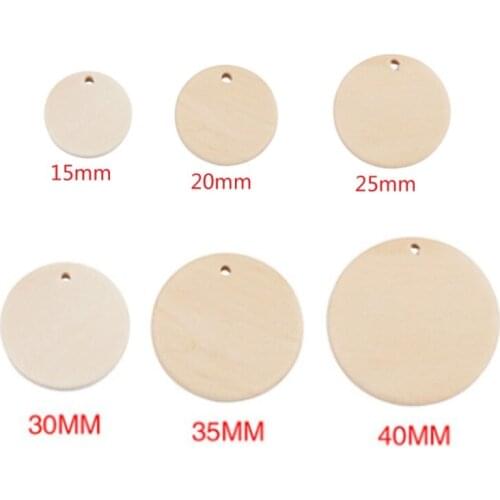 Wooden Unfinished Round Circles with Holes Wooden Circle Discs for Crafts Coasters Home Decorations and Ornaments