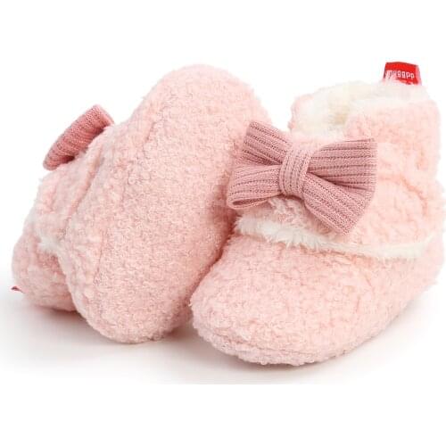 Beckior 2021 Winter Boots Baby Girl Booties Snow Warm Soft-sole Anti-slip Bow-knot Flat Infant First Walker Baby Crib Shoes