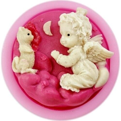 Eco-Friendly 3D angel moon shape silicone cake decorating tool skitchen accessories fondant decorating tools soap molds DIY