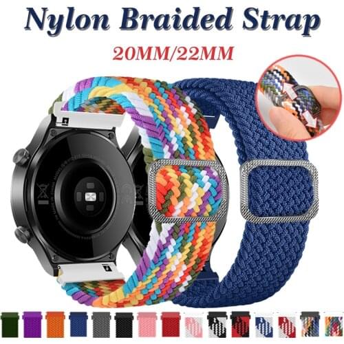 Elastic strap For Samsung Galaxy watch 3 active 2 46mm 42mm 20mm 22mm Adjustable braided 40/44mm Gear S3 bracelet Huawei GT2 Pro