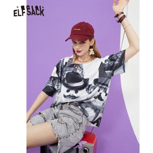 ELFSACK Bear Graphic Women Casual Knit Pullover Sweaters,2021 Summer Vintage Short Sleeve,Casual Ladies Daily Knitwear
