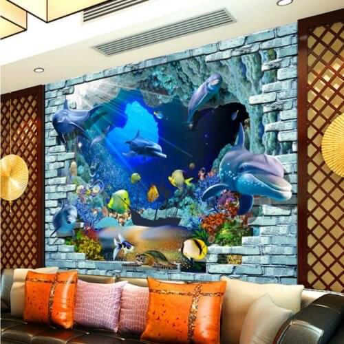 Custom mural 3D Underwater World Space Fresco TV Background Wall Mural children Room Aquarium Custom wallpaper