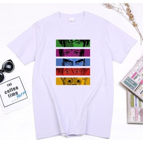 Funny Cowboy Bebop Pure Cotton T Shirt Men Women 90s Anime T-Shirts Space Spike Manga Jet Faye Tops Tees Camisetas De Mujer