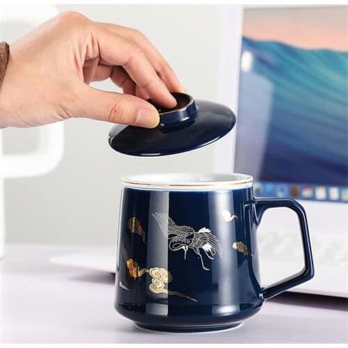 Ceramic Tea Separation Cup Porcelain Hand Painted Teacups with Filter Creative Color Glaze Office Water Mug Drinkware Gift