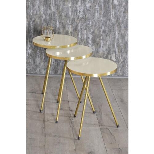 Zigon Coffee Table 3 pcs gold metal foot cream gold, Coffee Table legs