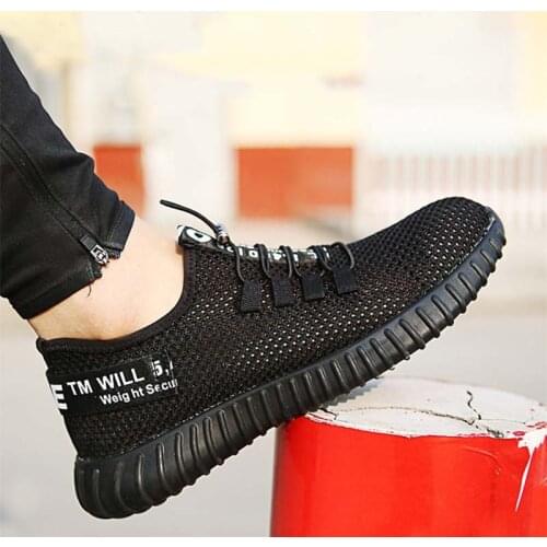 Direct sales safety shoes Breathable mesh steel toecap men women work & safety boots lightweight sneakers casual male shoes