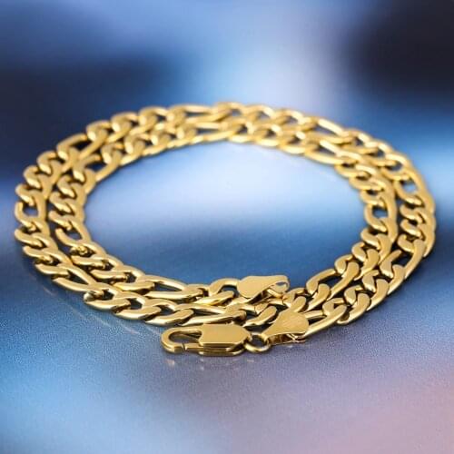 DNSCHIC 7mm Miami Cuban Necklace Stainless Steel Figaro Chain for Men Women Rapper Hip Hop Jewelry