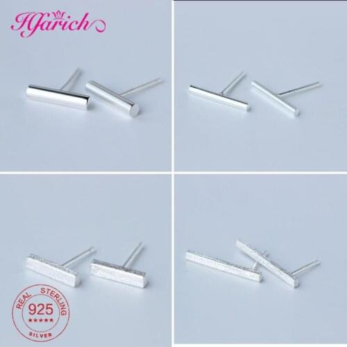 Fashion Silver Color Matte Round Bar Stud Earrings Wedding Jewelry Simple Drawing Triangle Lightning Cross Earring for Girl Gift