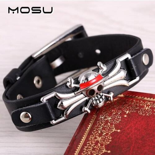 MOSU 12/pcs/lot Hot anime One Piece Metal Bracelet Leather Punk Bangle cosplay jewelry can dropshipping YS10578