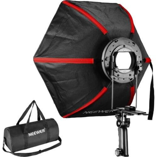 Neewer 60 cm Professional Hexagonal Softbox Collapsible Diffuser with Handle Grip for Speedlight Studio Flash (Black/Red)