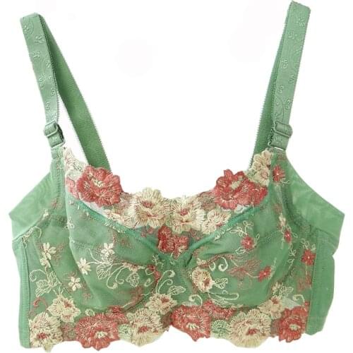 Ultra-thin Embroidery New Arrival Summer Sexy Lingeries Women Bras Plus Size Large Cups Lace Fashion Womens Underwears