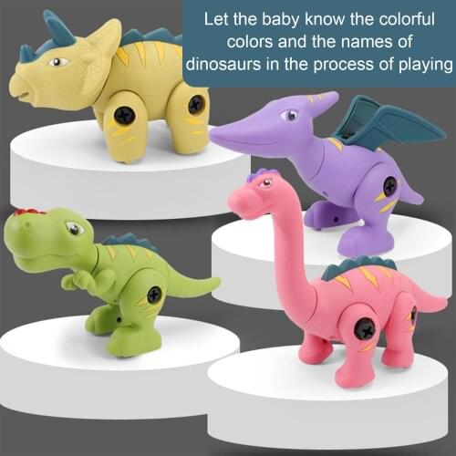 New Diy Disassembly Dinosaur Toy Set Screw Nut Combination Early Educational Blocks Toys With Assemble Screw Toys For Kids Gift