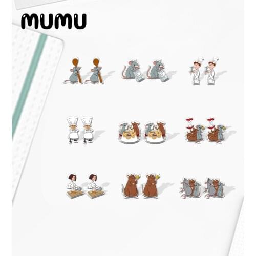 2021 New Ratatouille Remy Stud Earring Cute Mouse Epoxy Jewelry Resin Acrylic Earrings Handmade Gifts Fan