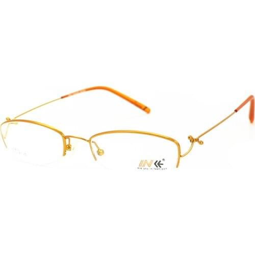 Man Women Gold Eyeglass Frames Half Rimless optic Spectacles Rx able myopia Glasses