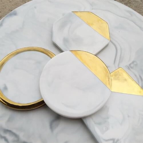 Hot Sale Chic Creative Ceramic Coaster Emulation Marble Coffee Cup Mat Desktop Table Decoration Drink Coasters For Glass Placema