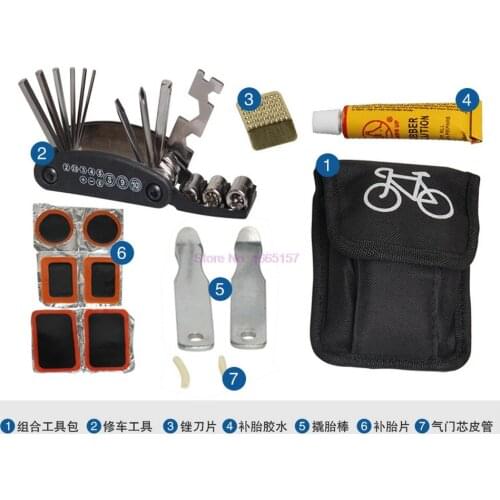 By DHL 100pcs Bike Tools Kit Frame Tube Bag 7 in 1 Multifunction Tool Inflator Tyre Tire Repair Cycling Bicycle Tools box