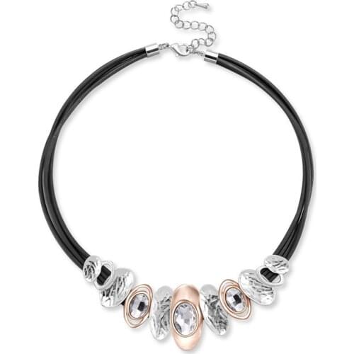 Oval Alloy And Crystal Statement Necklace Women Round Circle Pendant Necklace collier femme