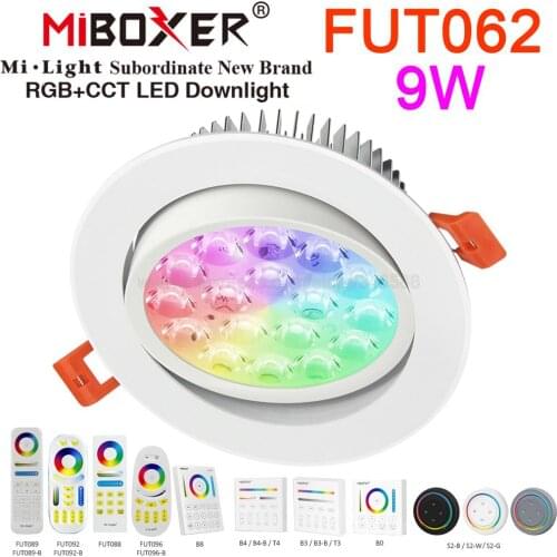 MiBoxer 9W RGB+CCT Ceiling Spotlight AC 110V 220V Input FUT062 Support 2.4G RF Remote WiFi APP / Alexa Google Voice Control