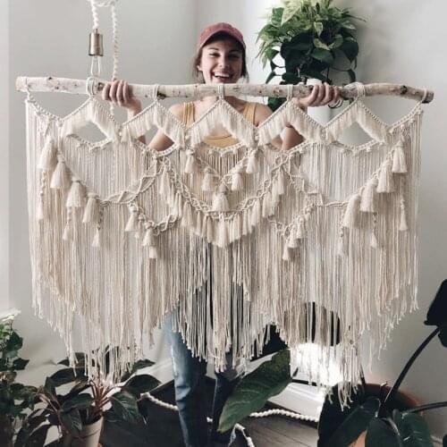 Handmade Weaving Tassel Macrame Tapestry Bohemia Home Decor Living Room Bedroom Bedside Sofa Background Tapestry Wall Hanging