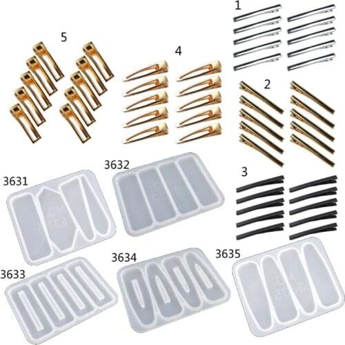 Handmade Barrettes Silicone Epoxy Resin Molds DIY Hair Pin Acrylic Mold Alligator Hair Clip Molds Jewelry Making Tools