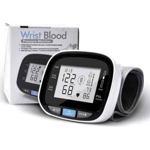 Wrist Medical Digital Blood Pressure Heart Rate Monitor Tensiometer BP Pulse Rate Tension Manometer Automatic Sphygmomanometer
