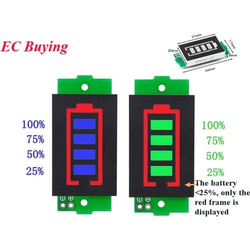 1S 2S 3/4S 3.7V Lithium Battery LED Capacity Indicator Board Module 4.2V Blue Green Display Electric Vehicle Power Tester Li-ion
