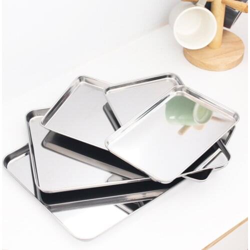 1pc Steamed Vermicelli Roll Plate Of 304 Stainless Steel Square Plate Water Pans Tray Steamed Flour With Flat Plate Of Food Dish