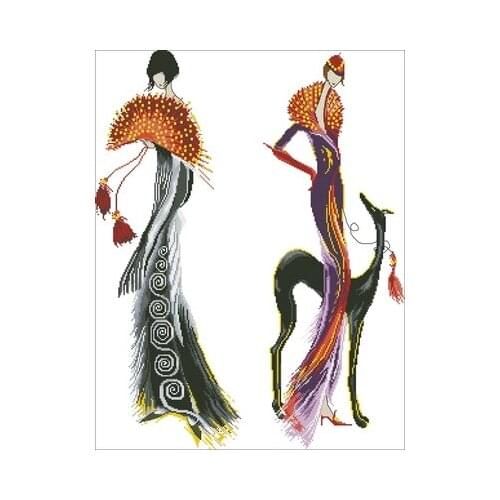 Ladies and dogs Counted Cross Stitch 11CT 14CT 18CT DIY Cross Stitch Kits Embroidery Needlework Sets