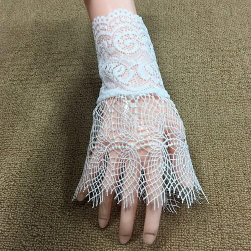 Vintage Collar False Collar Irregular pleated bow drill Womens Sunscreen Lace Gloves Fashion Joker Accessories Solid Black