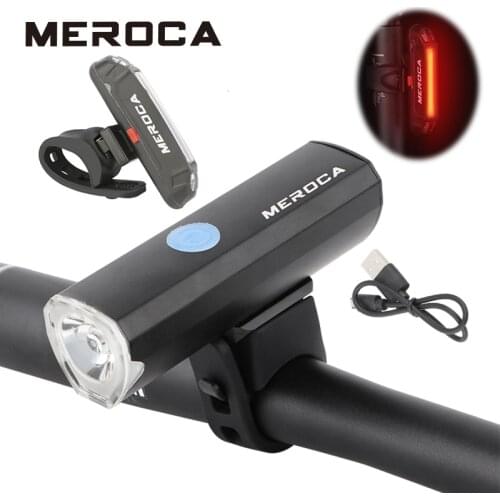 MEROCA bicycle light Bicycle Front Light Rainproof LED 2000mAh Aluminum alloy USB Rechargeable Bicycle Taillight Warning Ligh