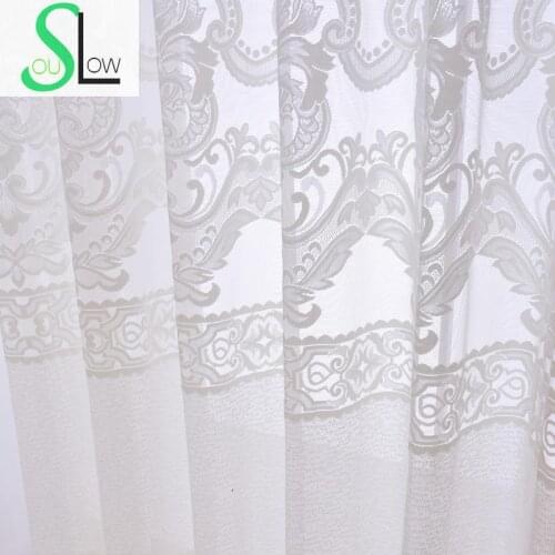 Slow Soul White Beige Coffee European Style Luxury High Grade Jacquard Curtain Tulle Curtains For Living Room Kitchen Sheer