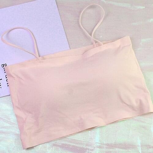 Women Seamless Sexy Bra Removable Padded Crop Tops Full Cup Lingerie Underwear Bra Tank Top 2020 Female Ice Silk Solid