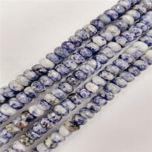 1 Strand 5x8mm Natural Blue Sodalite Facet Wheel Loose Beads DIY Fashion Jeawelry Making Accessories Unisex 15.5"