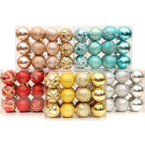 24PCS A Set Christmas Tree Decoration Ball Colorful Christmas Drop Decoration Santa Light Ball Home Party Market Ornament