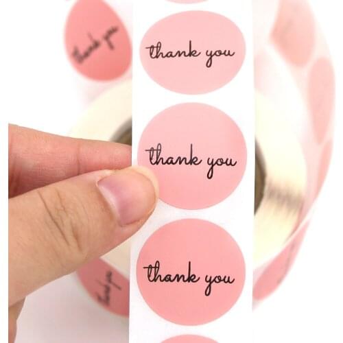 500Pcs/roll 1inch Pink Thank You Stickers Round Seal Labels Gift Stickers For Wedding Cards Decoration Stationery Stickers