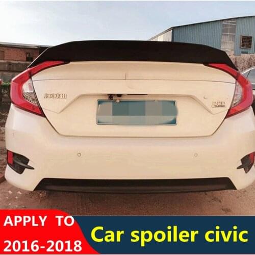 FOR Honda Civic Car Spoiler Car Fixed Wing ABS Material Rear Spoiler JDM Tail Trunk Tail Fin Adhesive Installation 16 17 18