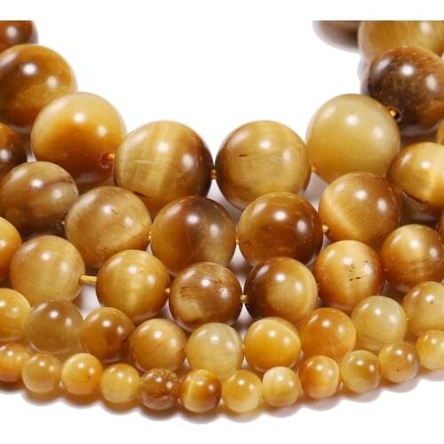 8 10 12mm AAA Natural Stone Gold Tiger Eye Agat Round Beads Loose Spacer Bead For Jewelry Making DIY Accessories Bracelet