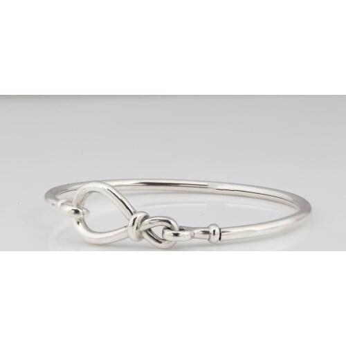 Authentic S925 Silver Infinity Knot Bangle Bracelet for Women Girl Lady Gift