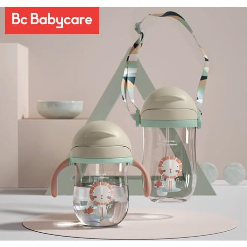 BC Babycare Baby Sippy Cup Kids Learning 360° Drinking Water Baby Bottle Leakproof V-Straw Anti-choked Handle/Shoulder Strap Cup