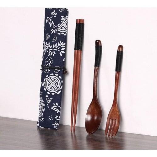 Environmentally Friendly Portable Wooden Cutlery Sets Wooden Chopsticks And Spoons Outdoor Portable Flatware,Free Shipping
