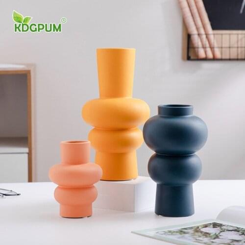 Modern Handmade Ceramic Vase Geometric Handicraft Flower Insert Can Be Hydroponic Nordic Home Decoration Ornaments