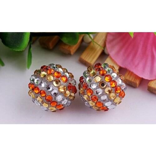 Kwoi vita Champagne/orange/clear color 20mm 100pcs/lot Chunky Resin Rhinestone Beads Ball for Kids Girls Jewelry Making