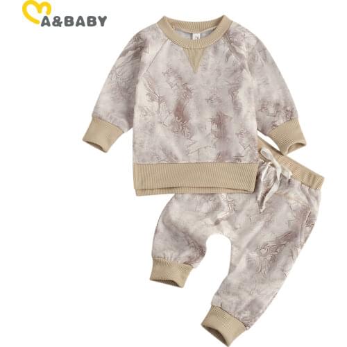 Ma&Baby 0-24M Spring Autumn Toddler Newborn Infant Baby Boy Clothes Set Tie Dye Long Sleeve Sweatshirt Pants Casual Outfits